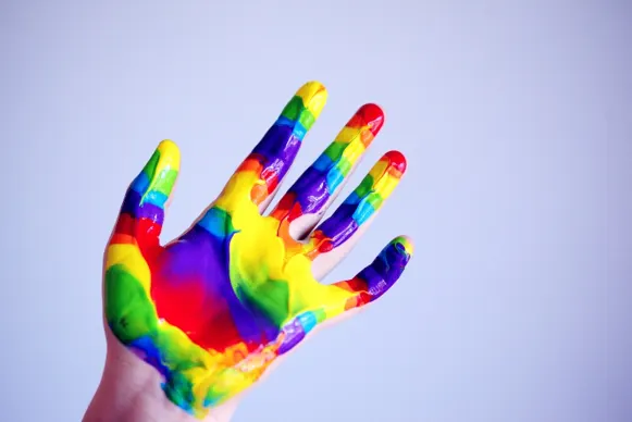 paint on fingers for finger painting. a great rainy day activity for toddlers