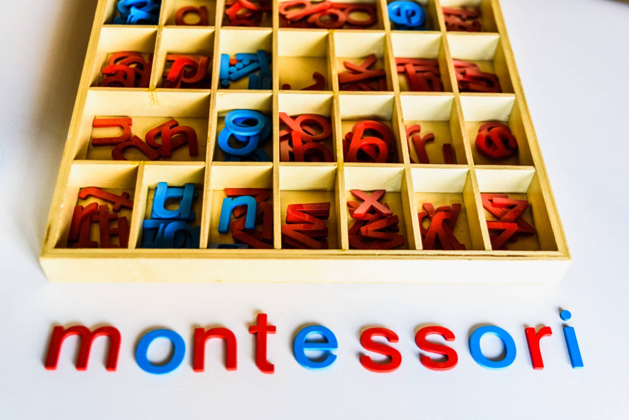 screen time and montessori header image. small movable alphabet.