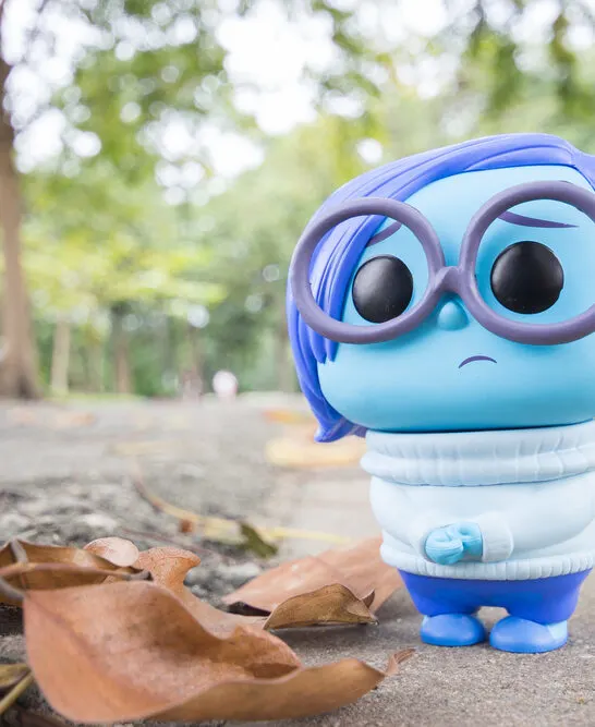 image of sadness character from inside out, a kids movie about emotions.