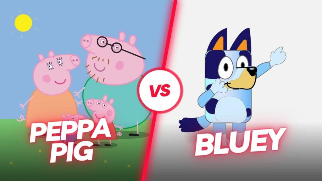 Image of Peppa Pig vs Bluey header image for a post about which show is better.