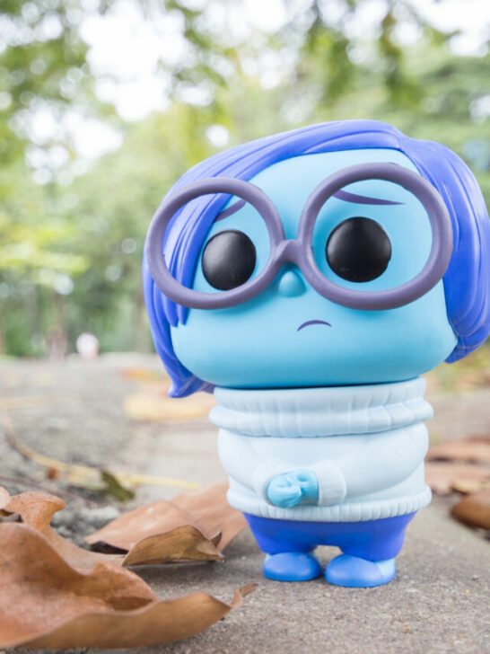 image of sadness character from inside out, a kids movie about emotions.